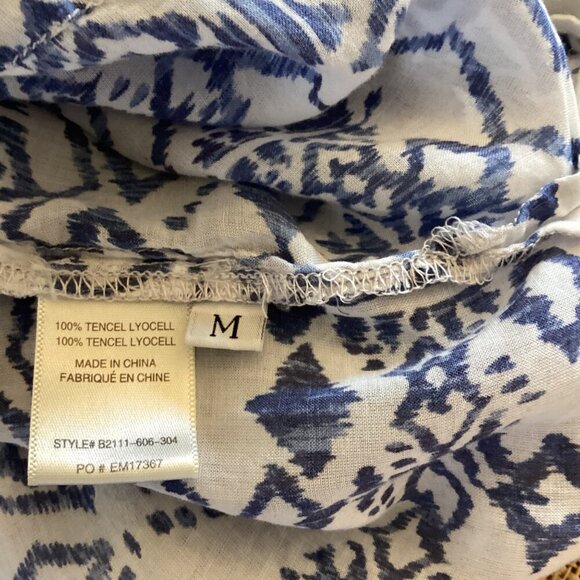 Bella‎ Dahl Off-Shoulder Blue & White Print Top Size Medium Light Weight - Picture 3 of 7